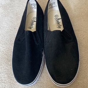 Anchor Bay Black Canvas Platform Flats/Loafers